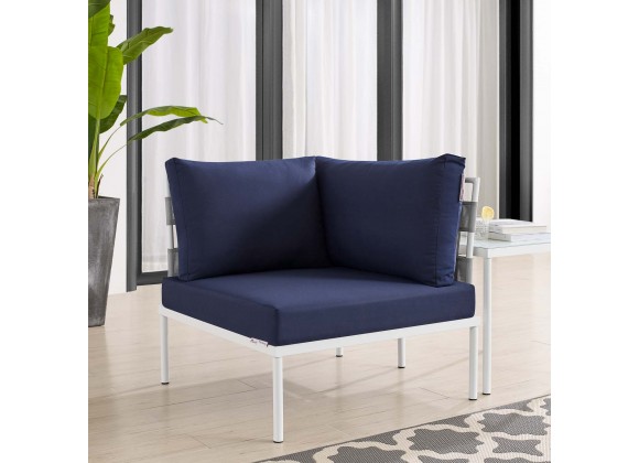 Modway Harmony Sunbrella® Outdoor Patio Aluminum Corner Chair in Gray Navy - Lifestyle