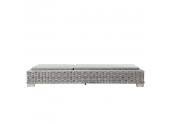 Modway Conway Outdoor Patio Wicker Rattan Chaise Lounge in Light Gray Gray - Front Side Angle