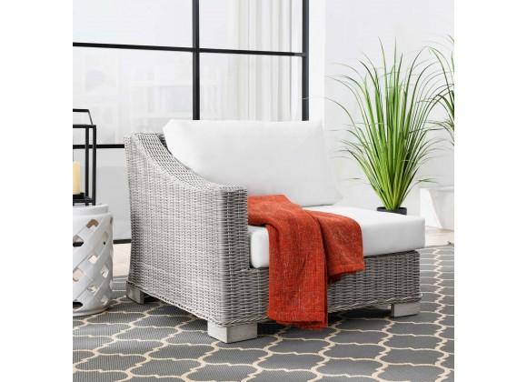 Modway Conway Outdoor Patio Wicker Rattan Left-Arm Chair in Light Gray White - Lifestyle