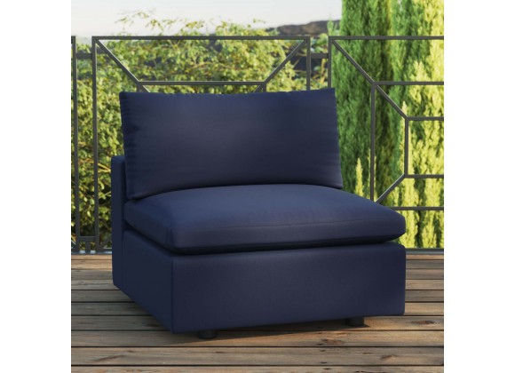 Modway Commix Overstuffed Outdoor Patio Armless Chair in Navy - Lifestyle