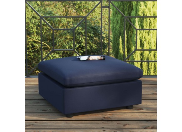 Modway Commix Overstuffed Outdoor Patio Ottoman in Navy - Lifestyle