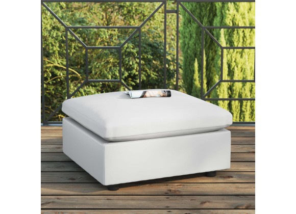 Modway Commix Overstuffed Outdoor Patio Ottoman - White - Lifestyle