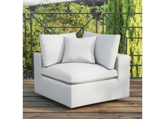 Modway Commix Overstuffed Outdoor Patio Corner Chair in White - Lifestyle