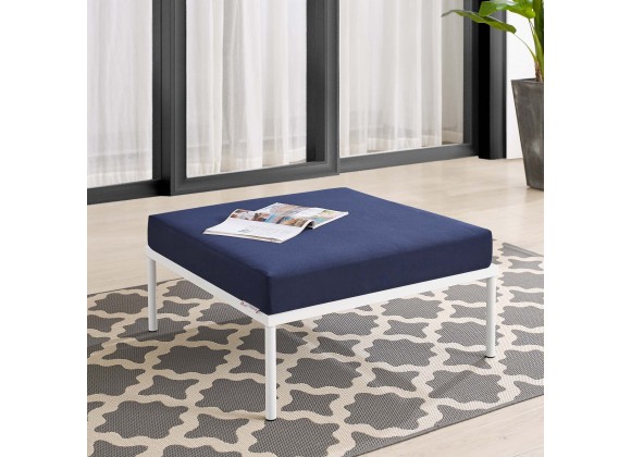 Modway Harmony Sunbrella® Outdoor Patio Aluminum Ottoman in Navy - Lifestyle
