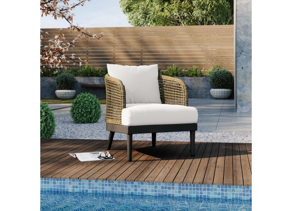 Modway Meadow Outdoor Patio Armchair in Natural White - Lifestyle