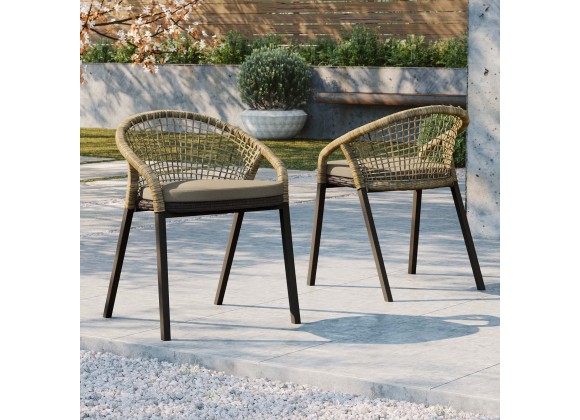 Modway Meadow Outdoor Patio Dining Chairs in Natural Taupe - Lifestyle