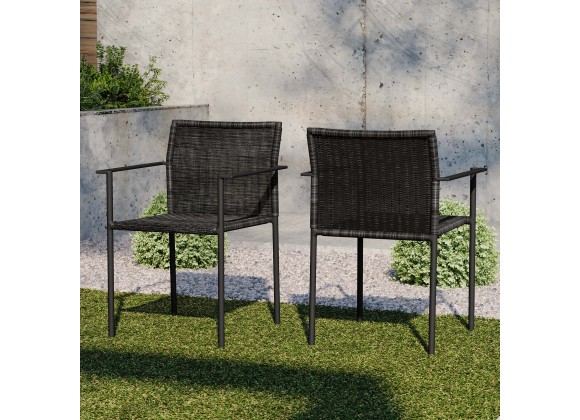 Modway Lagoon Outdoor Patio Dining Armchairs in Charcoal - Set of Two - Lifestyle