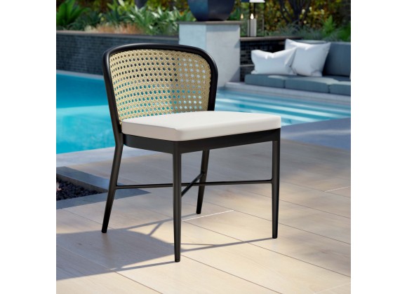 Modway Melbourne Outdoor Patio Dining Side Chair - Ivory White - Lifestyle
