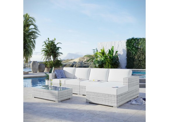 Modway Convene 4-Piece Outdoor Patio Sectional Set - Light Gray White - Lifestyle