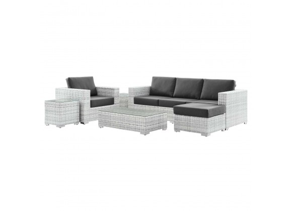 Modway Convene 6-Piece Outdoor Patio Set - Light Gray Charcoal - Set in Front Side Angle