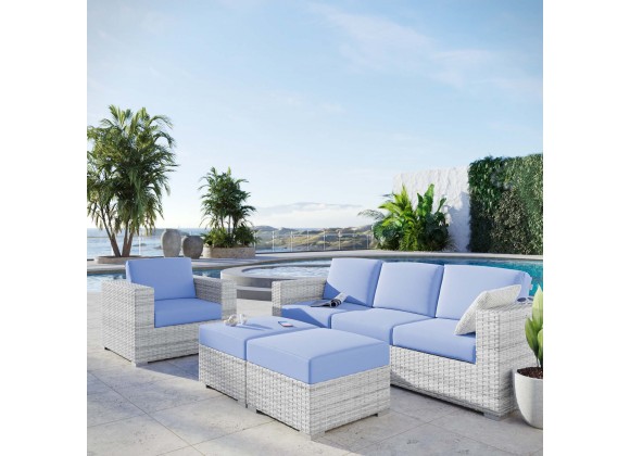 Modway Convene 4-Piece Outdoor Patio Set - Light Gray Light Blue - Lifestyle