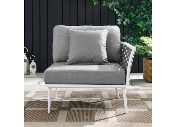 Modway Stance Outdoor Patio Aluminum Right-Facing Armchair - White Gray - Lifestyle
