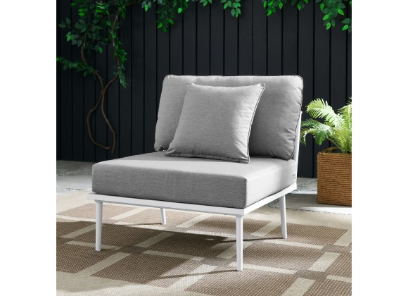 Modway Stance Outdoor Patio Aluminum Armless Chair in White Gray - Lifestyle