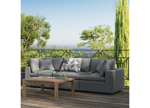 Modway Commix Overstuffed Outdoor Patio Sofa - Charcoal - Lifestyle