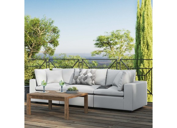 Modway Commix Overstuffed Outdoor Patio Sofa - White - Lifestyle