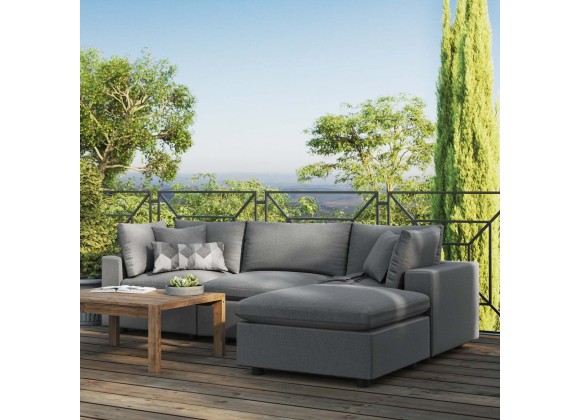 Modway Commix 4-Piece Outdoor Patio Sectional Sofa - Charcoal - Lifestyle