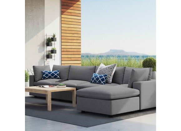 Modway Commix 5-Piece Sunbrella® Outdoor Patio Sectional Sofa - Gray - Lifestyle