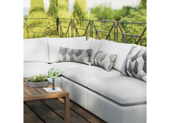Modway Commix 5-Piece Outdoor Patio Sectional Sofa - White - Lifestyle