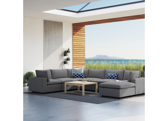 Modway Commix 7-Piece Sunbrella® Outdoor Patio Sectional Sofa - Gray - Lifestyle