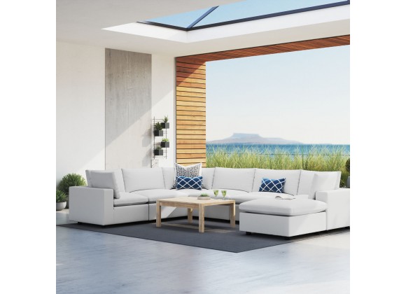 Modway Commix 7-Piece Sunbrella® Outdoor Patio Sectional Sofa - White - Lifestyle