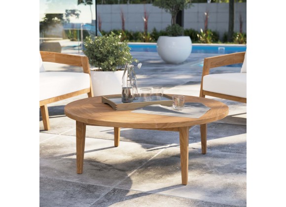 Modway Brisbane Teak Wood Outdoor Patio Coffee Table - Natural- - Lifestyle
