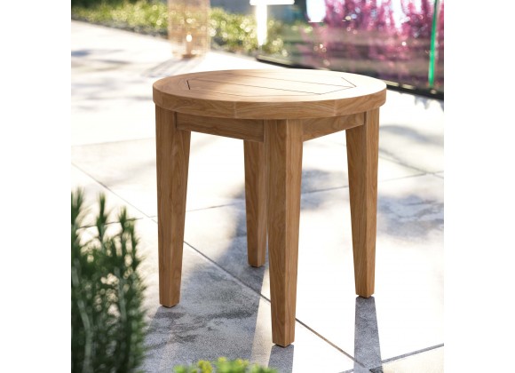 Modway Brisbane Teak Wood Outdoor Patio Side Table - Natural - Lifestyle