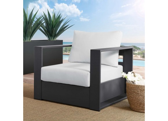 Modway Tahoe Outdoor Patio Powder-Coated Aluminum Armchair - Gray White - Lifestyle