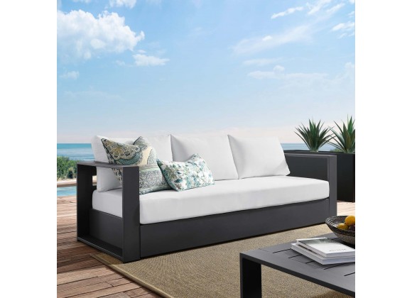 Modway Tahoe Outdoor Patio Powder-Coated Aluminum Sofa - Gray White - Lifestyle