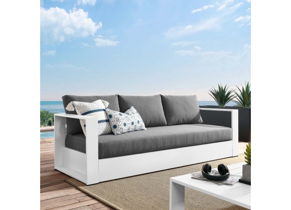 Modway Tahoe Outdoor Patio Powder-Coated Aluminum Sofa - White Charcoal - Lifestyle