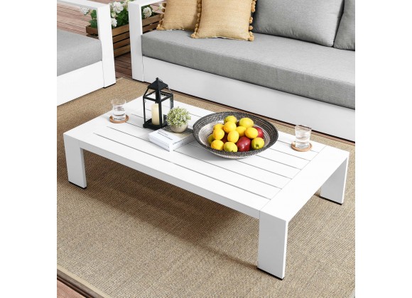 Modway Tahoe Outdoor Patio Powder-Coated Aluminum Coffee Table in White - Lifestyle