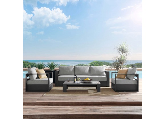 Modway Tahoe Outdoor Patio Powder-Coated Aluminum 4-Piece Set - Gray Gray - Lifestyle