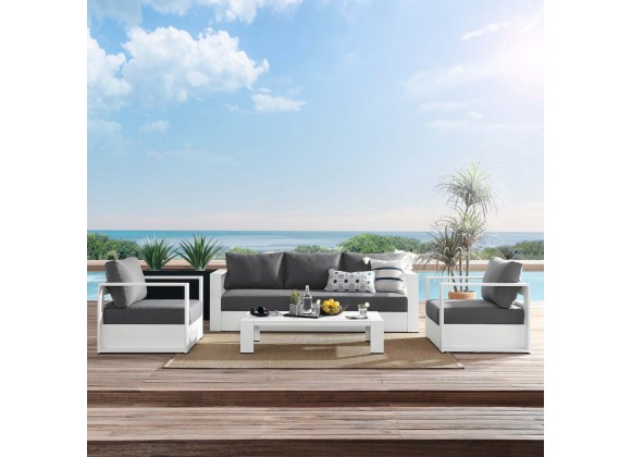 Modway Tahoe Outdoor Patio Powder-Coated Aluminum 4-Piece Set - White Charcoal - Lifestyle