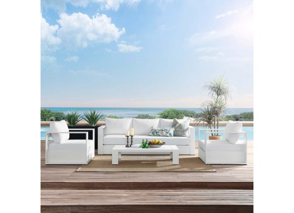 Modway Tahoe Outdoor Patio Powder-Coated Aluminum 4-Piece Set in White White - Lifestyle