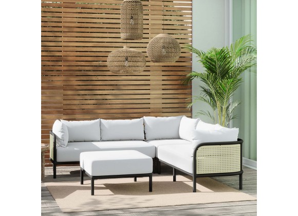 Modway Hanalei Outdoor Patio 4-Piece Sectional - Ivory White - Lifestyle