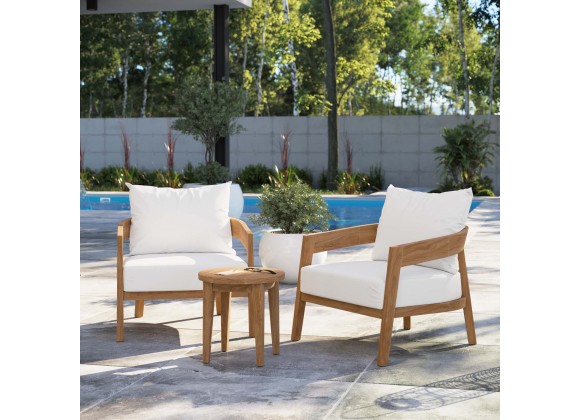 Modway Brisbane 3-Piece Teak Wood Outdoor Patio Set - Natural White - Lifestyle