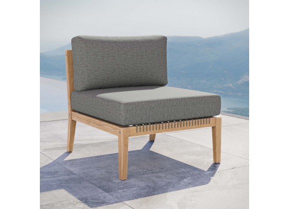 Modway Clearwater Outdoor Patio Teak Wood Armless Chair - Gray Graphite - Lifestyle