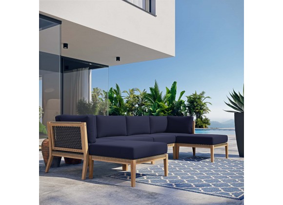 Modway Brisbane 3-Piece Teak Wood Outdoor Patio Set - Natural Light Brown - Lifestyle