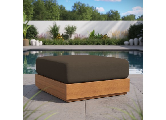 Modway Tahoe Outdoor Patio Acacia Wood Ottoman