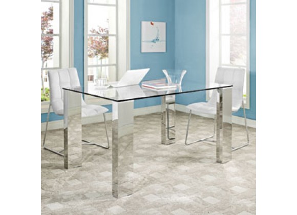 Modway Staunch Dining Table in Silver Clear