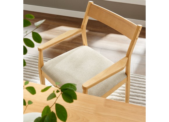 Modway Solara Fabric Wood Dining Armchairs Natural Top
