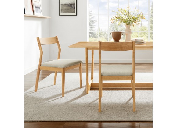 Modway Solara Fabric Wood Dining Side Chairs Natural Set