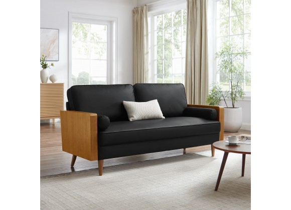 Modway Kellan Vegan Leather Sofa Black