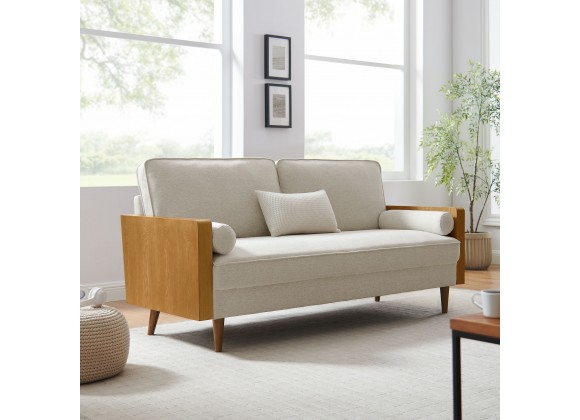 Modway Kellan Heathered Fabric Upholstered Sofa Brown