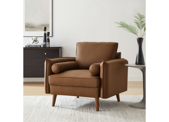 Modway Revive Upholstered Vegan Leather Accent Armchair Brown