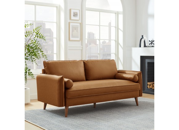 Modway Revive Upholstered Vegan Leather Sofa Tan 