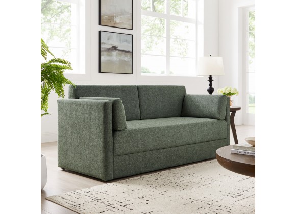 Modway Linden Upholstered Heathered Chenille Sofa Green