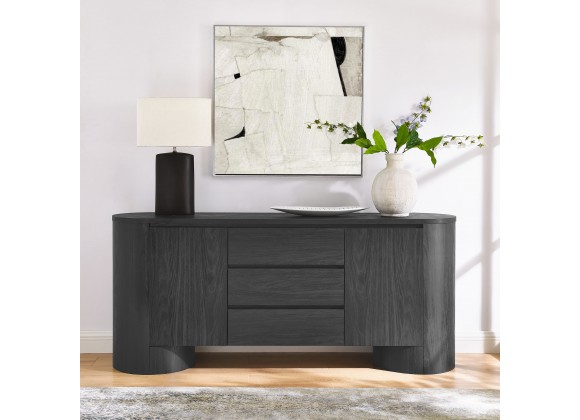 Modway Duval 71" Rounded Sideboard Storage Cabinet Black