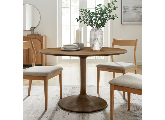 Modway Lippa 48" Round Solid Wood Dining Table Natural