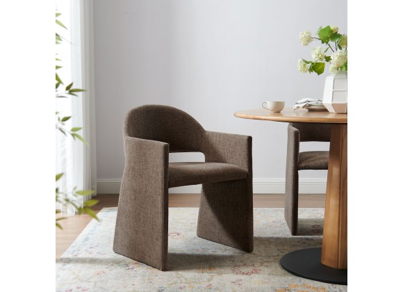 Modway Talia Upholstered Fabric Dining Armchair Mocha