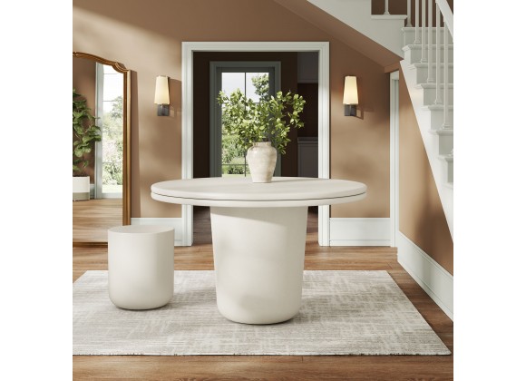 Modway Brion 48" Indoor - Outdoor Patio Concrete Round Dining Table White 1